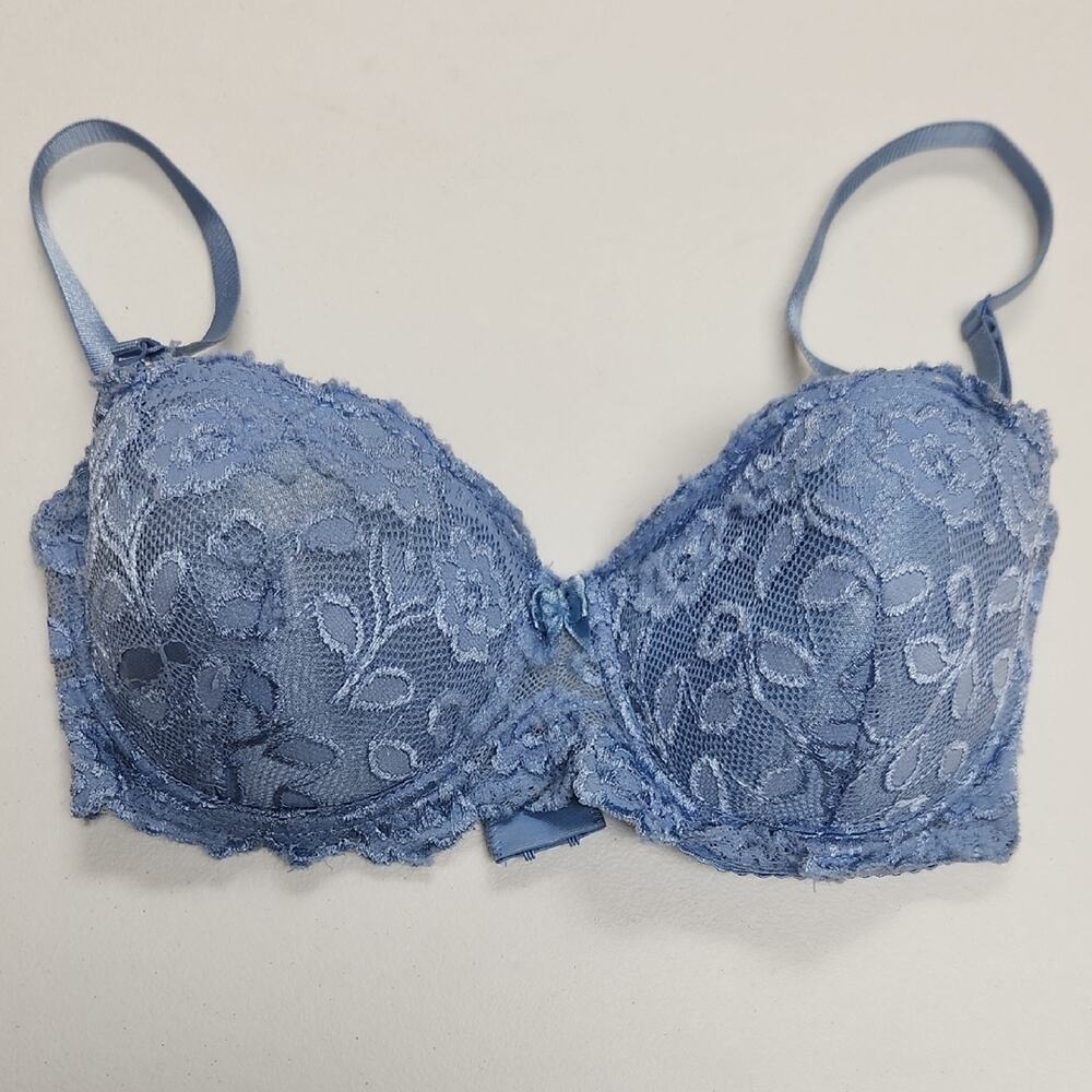 Rampage Floral Lace Blue Bra